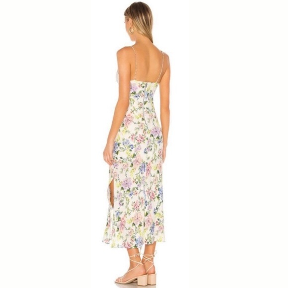 Alice + Olivia NEW Harmony Floral Drapey Side Slit Slip Dress In Gardenia Sz 10 - Picture 9 of 16